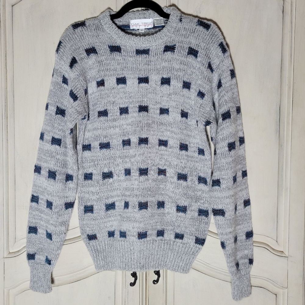 Oak Tree Original Vintage Geometric Knit Crewneck Cosby Grandpa Sweater *sz M*